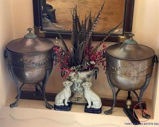 3-Legged Brass Urns with Lids by CENTURY