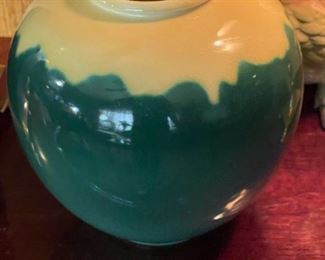 1950's ROOKWOOD Pottery Yellow and Green Drip Vase