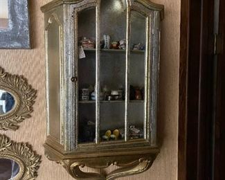 Vintage Italian Hanging Wall Shelf Display Cabinet