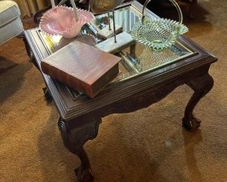 Glass Topped Coffee Table with Claw and Ball Feet