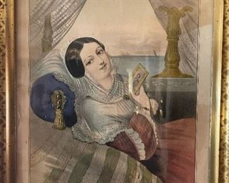 Currier & Ives "The Betrothed" Hand Colored Lithograph