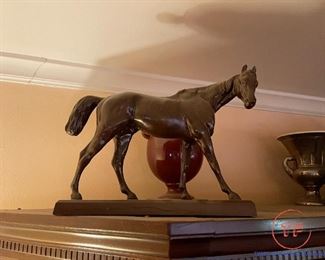 Painted Cast Iron Horse Sculpture