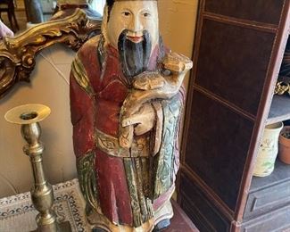 Hand Carved Wood Chinese Imperial Emperor Figure