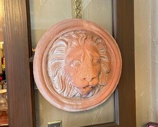 Terra Cotta Lion's Head Wall Hanger