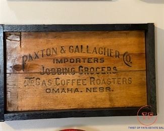 Wood Framed Paxton and Gallagher Wood Crate Side