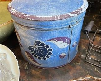 Antique Hand Painted Tin Canister