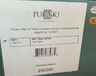 PULASKI 3 Drawer Hall Chest