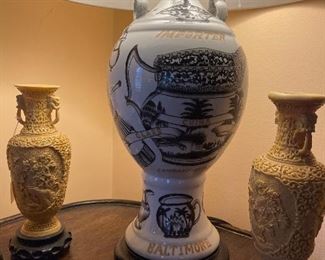 C LEVERING Advertising Hand Painted Lamp