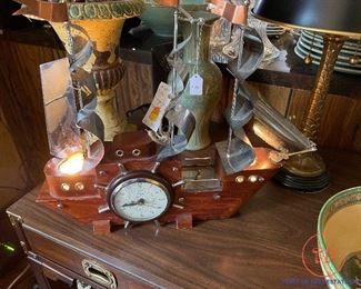 Vintage Lighted Clipper Ship Clock