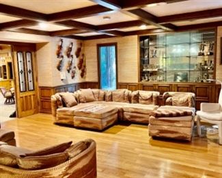 Music room, violins, modern design Henredon couches 
