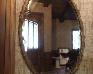 Large oval antique mirror 
