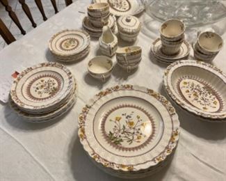 Spode buttercup set. Nice glass mid century modern punch bowl with lots of cups and matching dipper