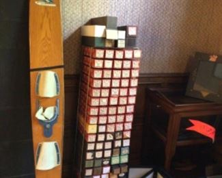 Player piano rolls, vintage water ski