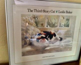 Signed Leslie Baker Cat art print 
