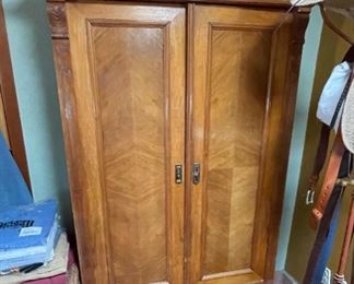 Antique Oak Slender Cabinet	
