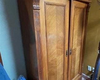 Antique Oak Slender Cabinet	
