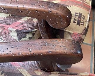 2pc Rustic Wood Frame Chairs PAIR	
