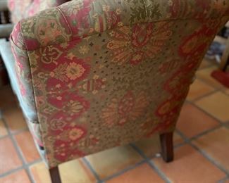 2pc Rustic Barley Twist Leather & Fabric Chairs PAIR	
