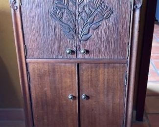 Antique Hand Carved Phonograph Cabinet Empty	
