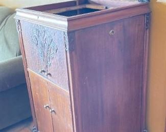 Antique Hand Carved Phonograph Cabinet Empty	
