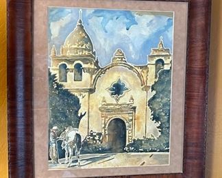Mission Church Cowboy Framed Print	
