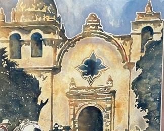 Mission Church Cowboy Framed Print	
