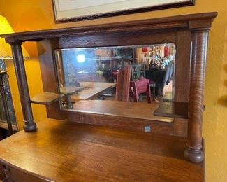 Antique Oak Sideboard w/ Mirror	
