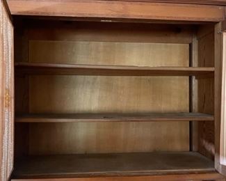 Mission Style Cabinet Stained Glass & Wood Inlay	
