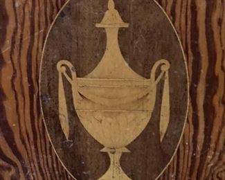 Mission Style Cabinet Stained Glass & Wood Inlay	
