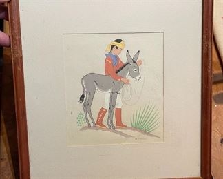 H. Begay Art Navajo Boy with Donkey	
