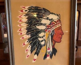 Original Art Indian Chief Native American	
