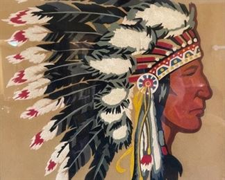 Original Art Indian Chief Native American	
