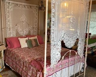 Antique Metal Frame Queen Bed Complete	
