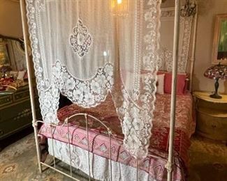 Antique Metal Frame Queen Bed Complete	

