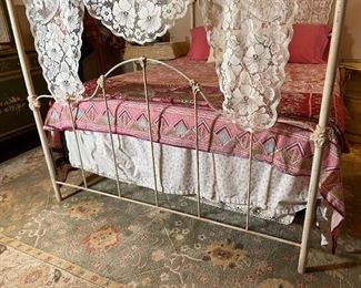 Antique Metal Frame Queen Bed Complete	
