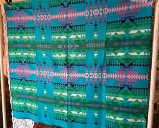 AS-IS Chief Beaver State Pendleton Blanket #2 Blue Green	
