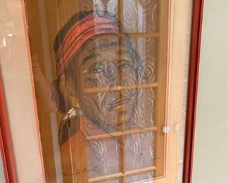 Gerda Christoffersen "Navajo Brave" Pastel on Pape	
