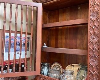 Massive Wood Console Shelf Lion Head	
