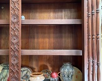 Massive Wood Console Shelf Lion Head	
