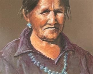 Original Pastel Pat Mann Native American Woman		
