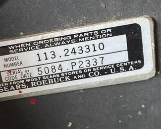 Sears 113.243310 Bandsaw		
