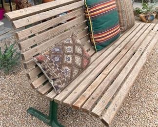 Iron Frame Wood Slat Park Bench		
