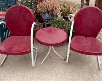 3pc Red/White Patio Set		
