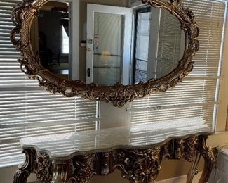 Antique Style Mirror and Consul Table