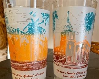 Vintage Missions California Souvenir Set of 2 Glasses