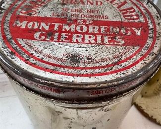 Vintage 30 LB Smeltzer Orchard Montmorency Cherries Tin