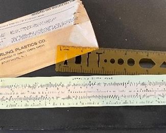 Vintage Precision Sterling Slide Rule/Ruler Drafting Precision Tool Green & White