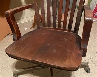Rolling vintage wood office chair