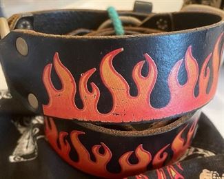 Flame leather belt