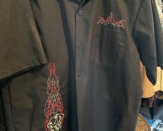 Vintage Men's Flame Dice Button Up Shirt